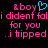 &boy text with blue heart symbol, pink pixelated letters on black background; two identical side-by-side layouts of the same content.