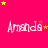 A bright pink background features repeated white text 'Amanda' with yellow and red stars scattered throughout.