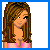 Pixelated character with long brown hair in pink top and denim shorts, shown across six including full-body and text variants