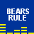 Blue background with white text 'BEARS RULE' and yellow horizontal bars changing position across frames.