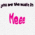 Pixelated pink text 'Heee' on white background with dark pixelated horizontal line above.