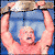 A four- shows a muscular figure lifting weights, a person with long blonde hair, and text reading 'New Champions' on an orange background