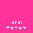 Pixelated pink background with white text 'erin' above two of white and pink plus signs, where the middle plus sign shifts position between frames