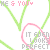Pixelated graphic with repeating green checkmarks, pink hearts, and text reading 'ME & YOU' and 'IT EVEN LOOKS PERFECT'.