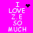 Pixelated text on bright pink background with animated heart and star symbols above and below the text.
