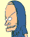 Pixelated cartoon character with blue hooded garment, light skin, and exaggerated facial features in two side-by-side views showing slight head position differences.