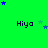 Green background with repeated 'Hiya' text and blue/green star clusters in pixelated style.