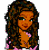 Pixelated static image of a cartoon-style female character with long brown hair, orange skin tone, and pink clothing against white background.