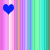 A static image of vertical rainbow stripes with blue heart icons scattered across the composition, featuring no visible motion or text elements.
