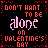 Animated pixel art featuring repeated text and symbols on a black background with red and pink elements.