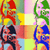 four distinct character icons with color-coded backgrounds and repeated patterns