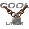 Animated sequence of a brown chain-link necklace with a gray padlock, transitioning from open to closed states
