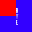 Four vertical of white text on blue and red backgrounds, with partial pixelation in the middle