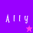 Pixelated text 'Ally' in white on purple and pink background with a star symbol changing color between frames.