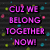 Pixelated text in bright pink on dark background with scattered multicolored dots, displaying romantic and affectionate phrases.