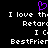 Purple pixelated heart symbol above white text on black background, with repeated text elements below.