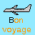 A contact sheet of 20 animated frames showing a pixelated airplane icon with "Bon voyage" text on a light blue background, each frame displaying subtle animation changes in the plane's position and smoke trail.