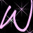 Pixelated pink neon-style cursive text on a black background with subtle star-like sparkles.