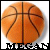Six display a basketball with the name "MEGAN" below, each showing different letter coloring variations of the text