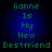 Green pixelated text on a blue gradient background reads 'lianne Is My New Bestfriend' in four identical arranged in a