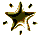 Two pixelated star-shaped icons with surrounding small square fragments, one in muted brown-green tones and the other in bright yellow-green tones against a gray background.