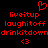 Red pixelated text and symbols on black background: heart, 'liveitup', 'laughitoff', 'drinkitdown', '<3' repeated twice.