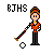Four 50x50 pixel animated frames of a cartoon character holding a stick with a ball, arranged in a contact sheet layout on gray background.