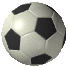 A soccer ball rendered with white hexagons and black pentagons, displayed in a of 20 views showing varying light reflections and angles