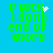 Green pixelated text on blue background with white pixel clusters animating near the top-right corner