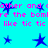 Pixelated blue stars on cyan background with pink text repeating 'other and other and' and 'like tic tic' in a pattern