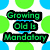 Pixelated green text on black backgrounds with blue and green circles in the background, displaying two variations of a phrase.