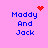 Pixelated text 'Maddy And Jack' on pink background with red heart and dot animations.