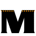 Black and orange pixelated 'M' characters arranged in two on a gray background, with varying dot patterns across the letters