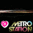 A pixelated icon with a heart symbol and 'METRO STATION' text, showing three color variations of the heart against a black background.