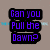 Pixelated text phrases in blue and purple on a brown background, arranged in six distinct blocks with black outlines.