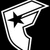 Black and white icon with four identical shield-shaped elements arranged in a , each containing a five-pointed star
