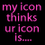 A black background displays pink and yellow text forming a of words, with 'DEAD' repeated multiple times in yellow and partial phrases like 'my icon thinks ur icon is...' at the top left