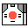 Pixelated white house with red circular center, black rectangular eyes and mouth on gray background; one frame shows pink mouth detail.
