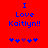 Red background with blue pixelated text reading "I Love Kaitlyn!!" and five small stars below, two of which are purple.