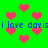 Green background with pink pixelated hearts and blue text repeating 'i love davis' across two horizontal bands.