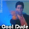 identical animated frames showing a person in an orange shirt and dark jacket against blue background with 'Cool Dude' text