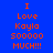 Blue background with orange pixelated text reading "I Love Kayla 500000 MUCH!!!" in four identical , one with a pink gradient overlay