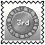 Six grayscale square icons with rounded corners, each displaying a circular stone-like border with '3rd' text inside and 'OUTFIT' or 'CONTEST' text above or below the circle.