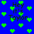 Blue background with green pixelated hearts and black text reading "Hey it's Taylor" in a repeating pattern.