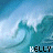 A pixelated wave animation with the name 'KELLY' displayed below it in a bold, blocky font.