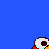 Pixelated animation frames of a red Sesame Street character peeking from the left against a solid blue background in a 3x2 contact sheet layout.