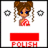 Pixelated anime-style character with brown braided hair and blue eyes, wearing red and white patterned top, with red bar and 'POLISH' text below.