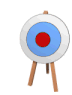 Animated sequence showing an archery target with arrows hitting the red center, transitioning from empty target to multiple arrows embedded in the bullseye.