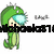 Pixelated green character with blue visor and white crown-like details, shown in three poses with changing text overlays.