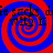 Red and blue spiral background with repeated black text 'ie sacks die sacks with it' in four quadrants.